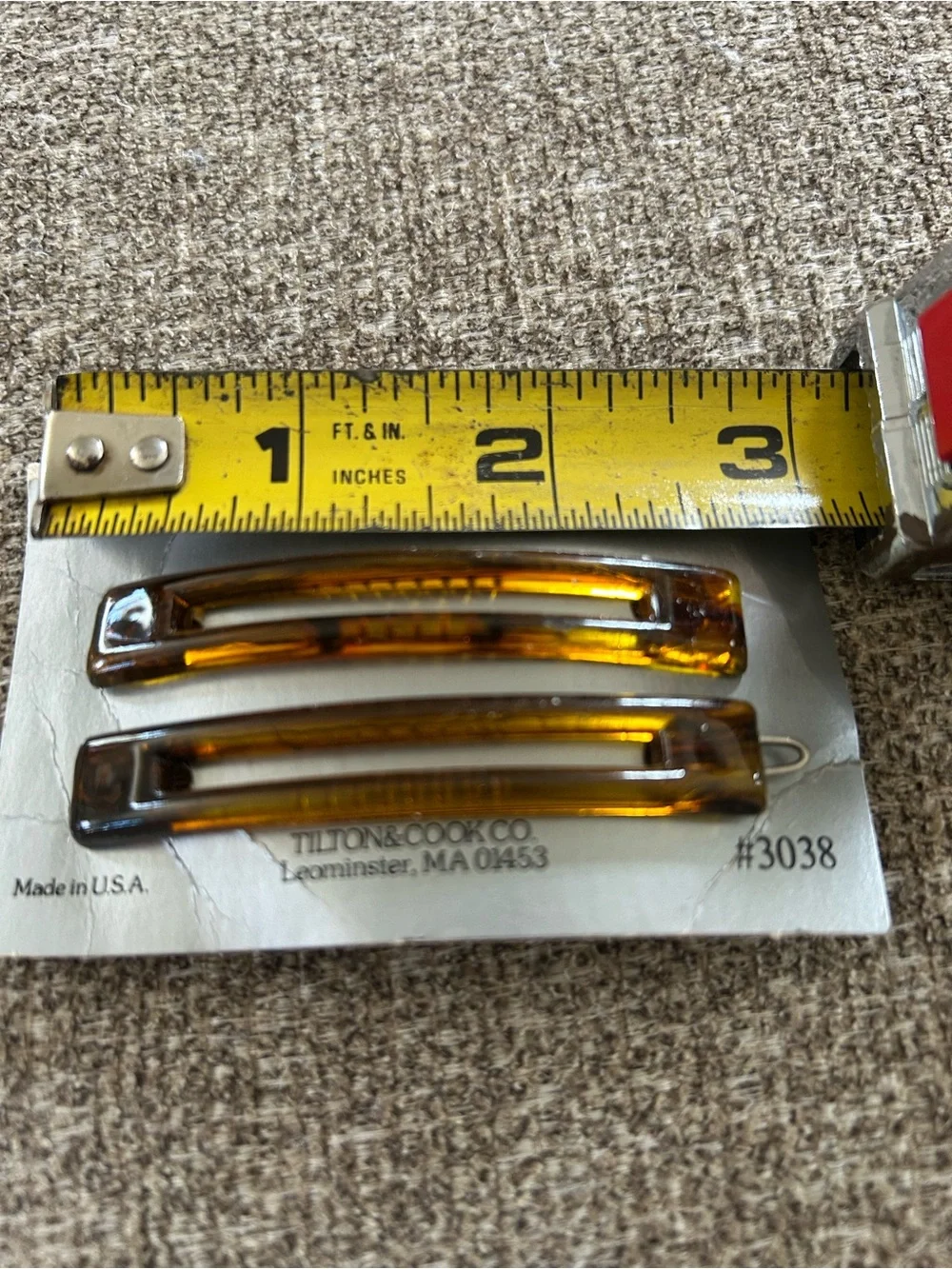 Vintage NOS Tilton & Cook Co. Tortoiseshell Hair Barrettes Set on card #3038